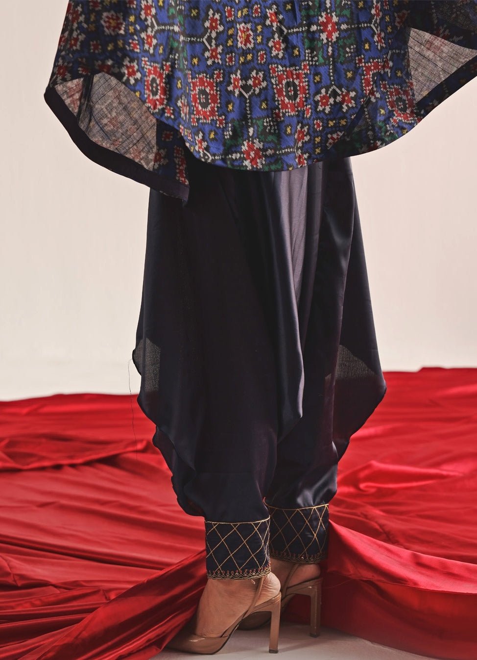 Blue Embroidered Cape Set With Dhoti Twenty Nine - Fabilicious Fashion