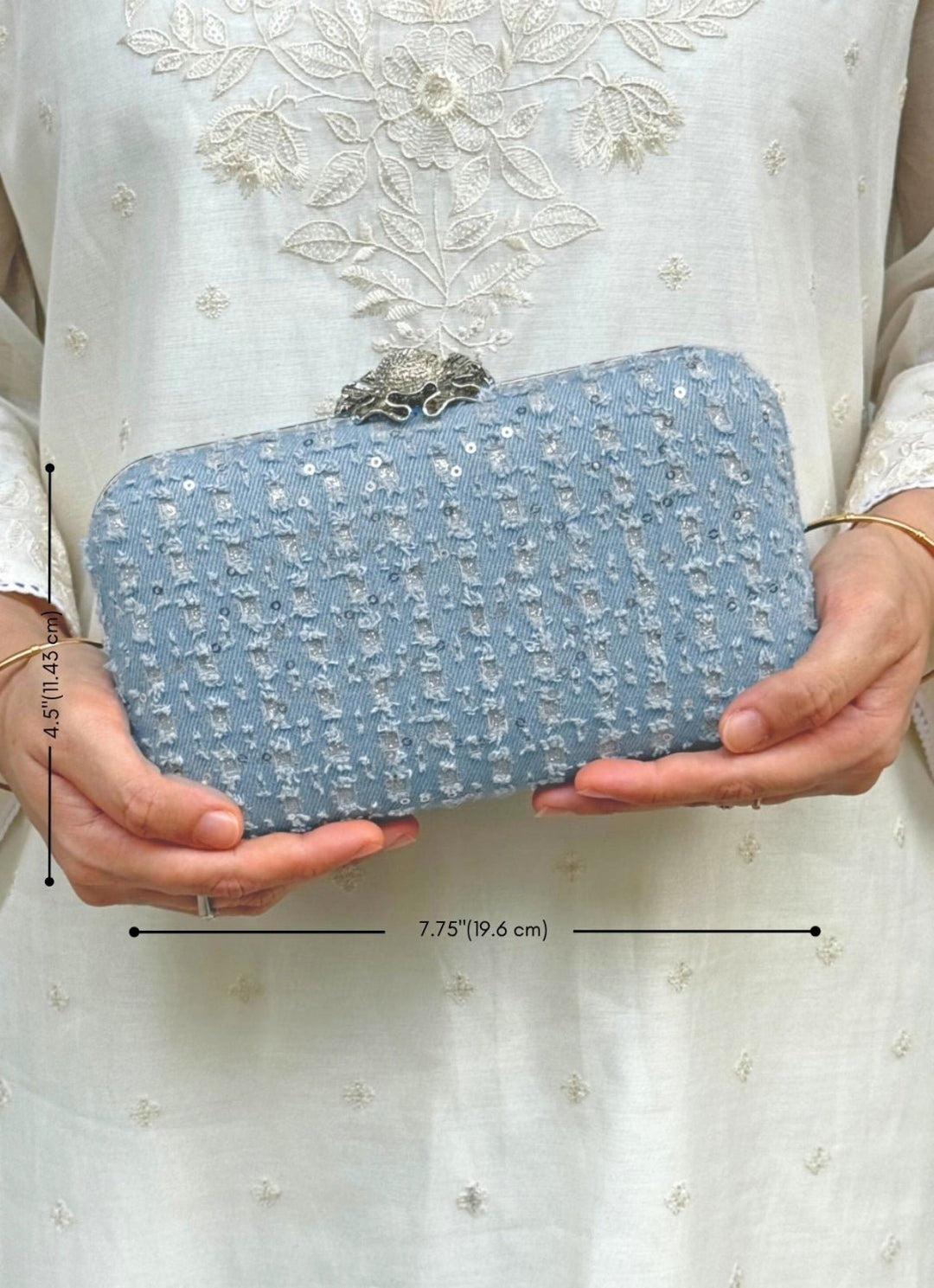 Blue Embroidered Clutch AMYRA - Fabilicious Fashion