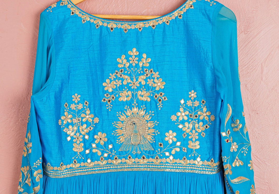 Blue Embroidered Georgette Anarkali Set Anisha Shetty - Fabilicious Fashion