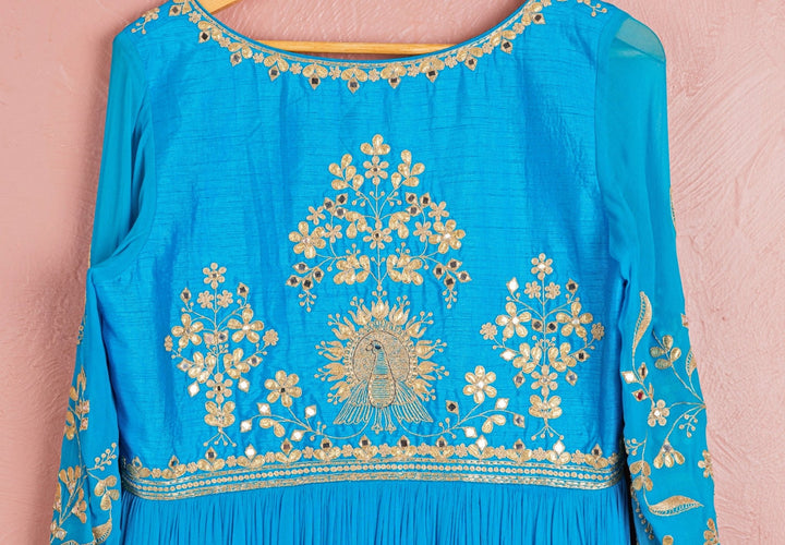 Blue Embroidered Georgette Anarkali Set Anisha Shetty - Fabilicious Fashion
