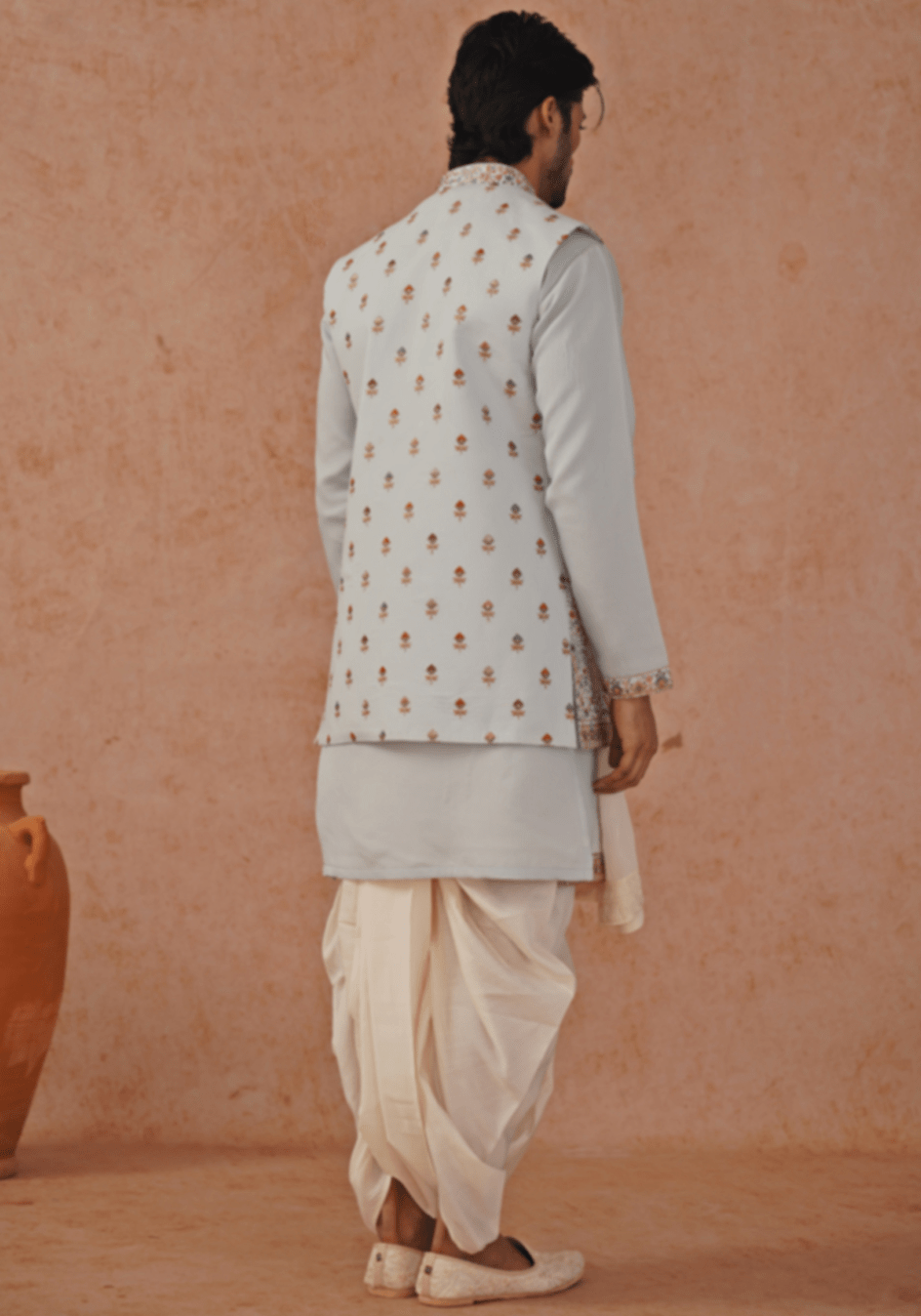 Blue Embroidered Jacket Kurta Set Kalpraag - Fabilicious Fashion