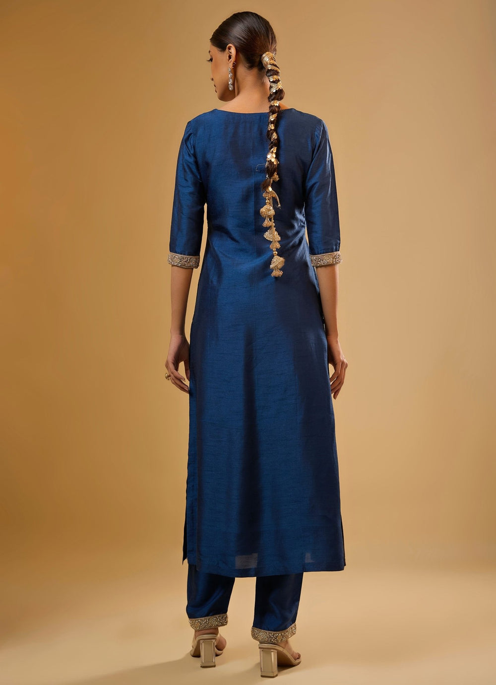 Blue Embroidered Kurta Pants Set Renee Label - Fabilicious Fashion