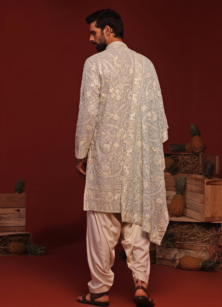 Blue Embroidered Kurta Patiala Pant Set Kalpraag - Fabilicious Fashion