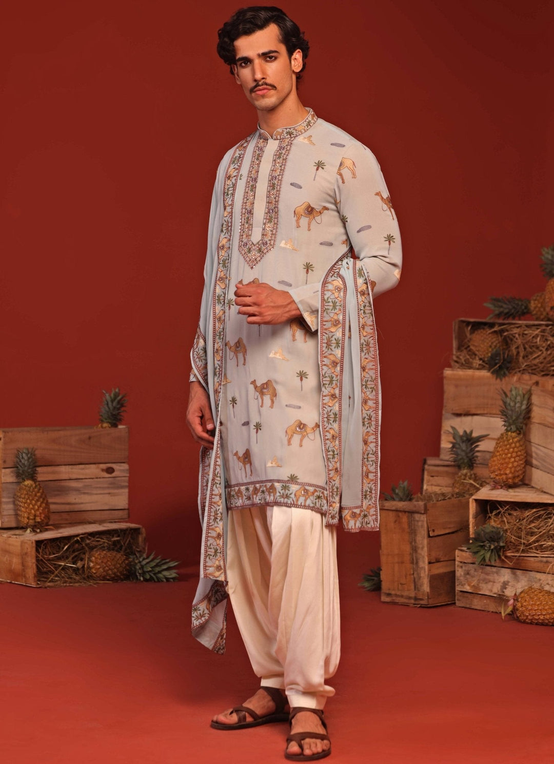 Blue Embroidered Kurta Patiala Pant Set Kalpraag - Fabilicious Fashion