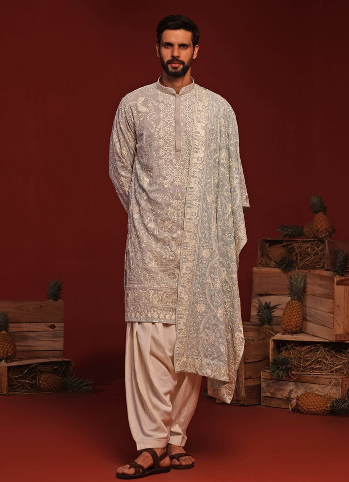 Blue Embroidered Kurta Patiala Pant Set Kalpraag - Fabilicious Fashion