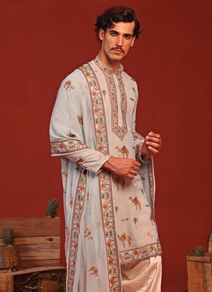 Blue Embroidered Kurta Patiala Pant Set Kalpraag - Fabilicious Fashion