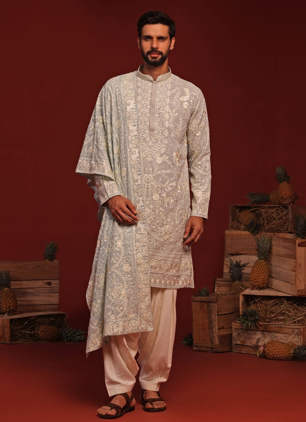 Blue Embroidered Kurta Patiala Pant Set Kalpraag - Fabilicious Fashion
