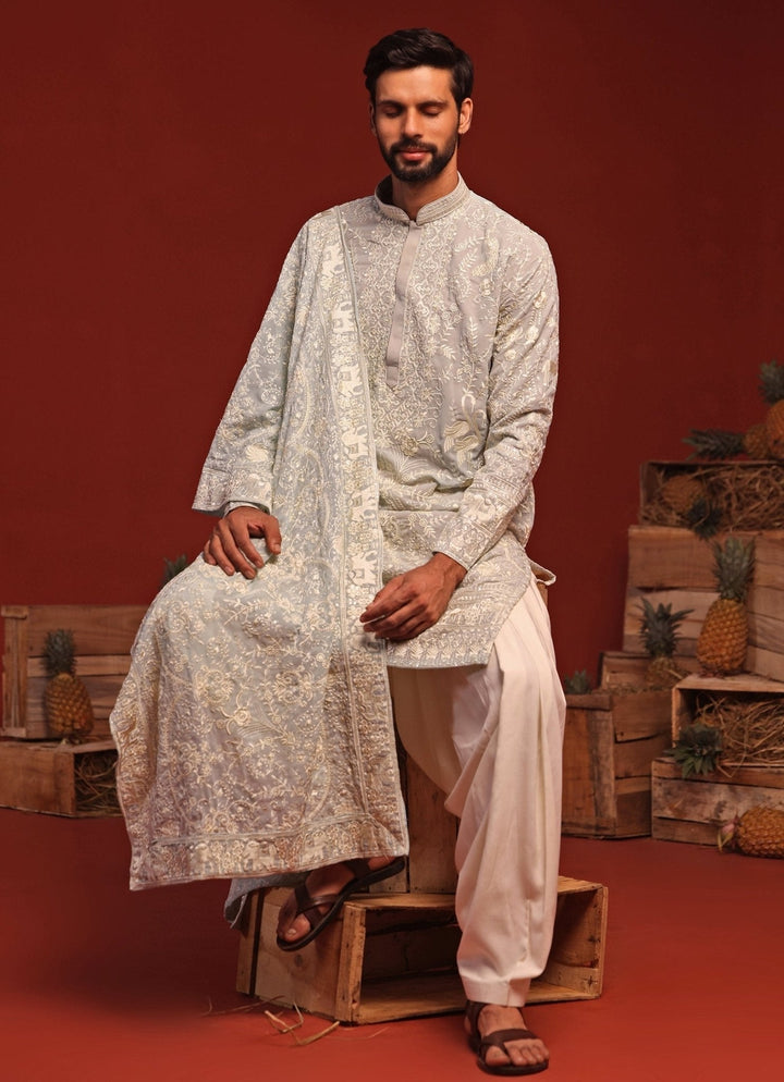 Blue Embroidered Kurta Patiala Pant Set Kalpraag - Fabilicious Fashion