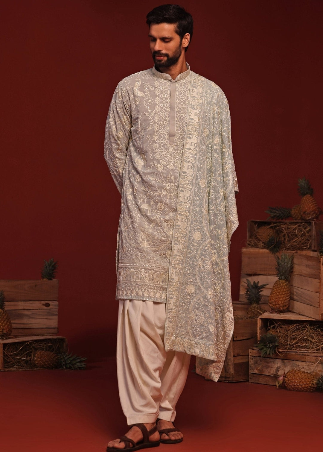 Blue Embroidered Kurta Patiala Pant Set Kalpraag - Fabilicious Fashion