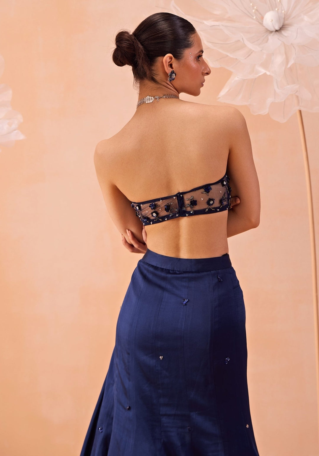 Blue Embroidered Lehenga Cape Set Parul Gandhi - Fabilicious Fashion