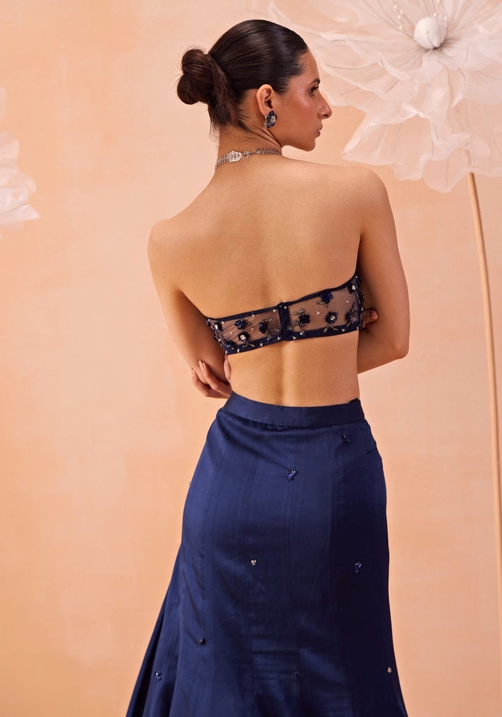 Blue Embroidered Lehenga Cape Set Parul Gandhi - Fabilicious Fashion