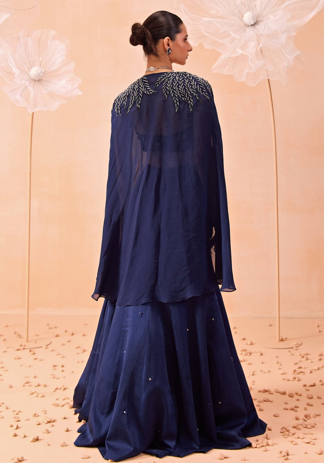 Blue Embroidered Lehenga Cape Set Parul Gandhi - Fabilicious Fashion