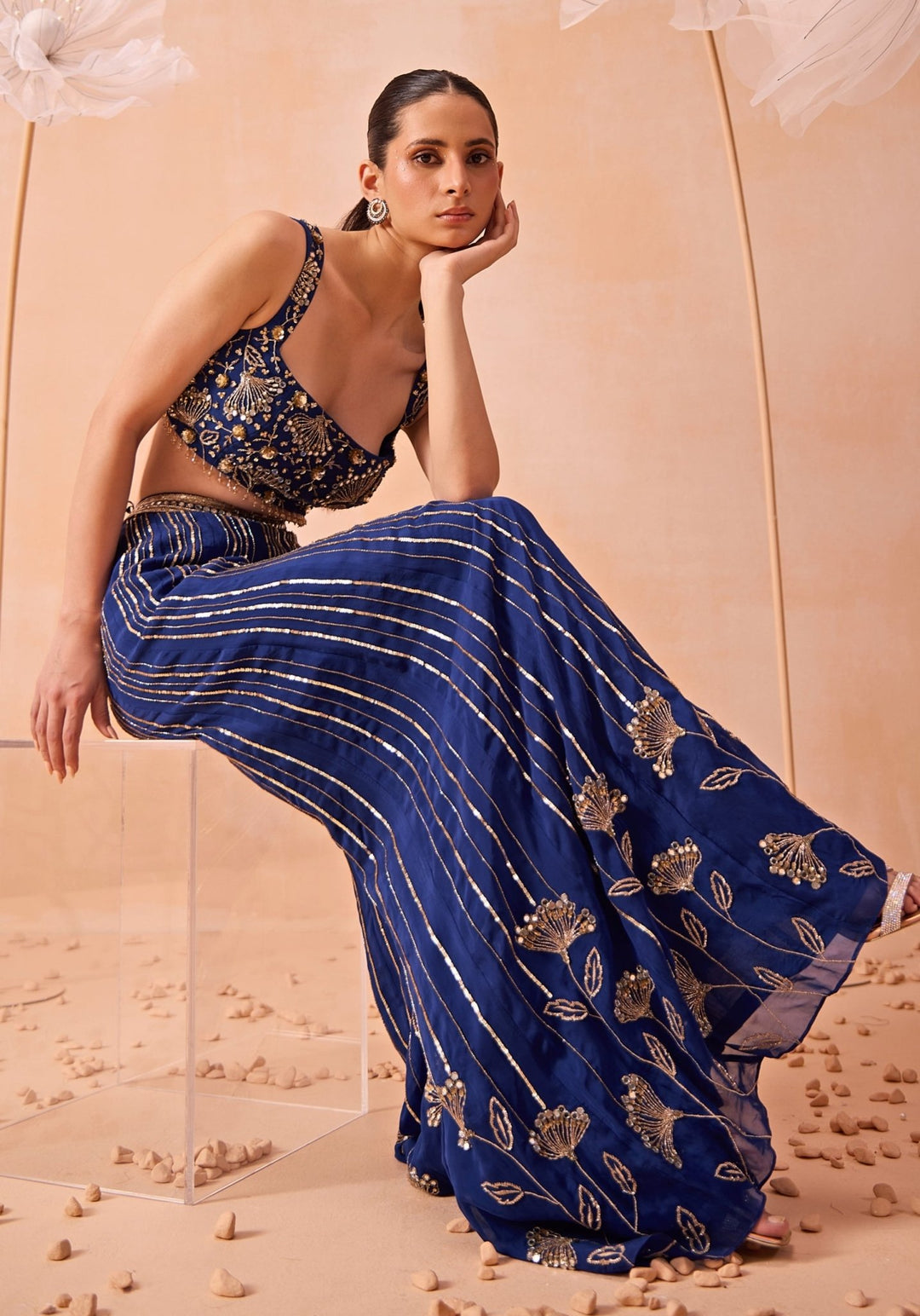 Blue Embroidered Pant Set Parul Gandhi - Fabilicious Fashion