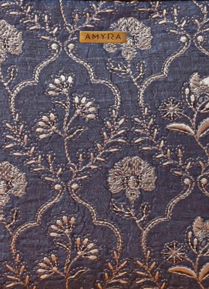 Amyra Blue Embroidered Silk HandbagFabilicious Fashion