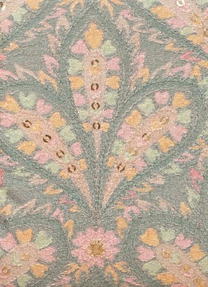 Blue Embroidered Zip Wallet AMYRA - Fabilicious Fashion