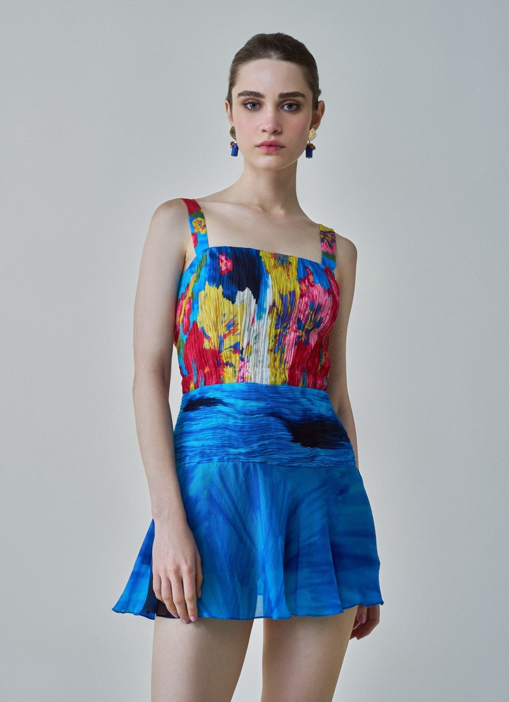 Blue Floral Print Dress Saaksha & Kinni - Fabilicious Fashion