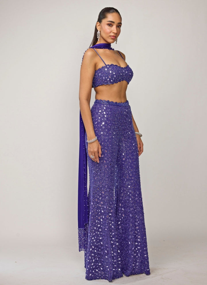 Vvani by Vani Vats Blue Georgette Blouse Sharara SetFabilicious Fashion