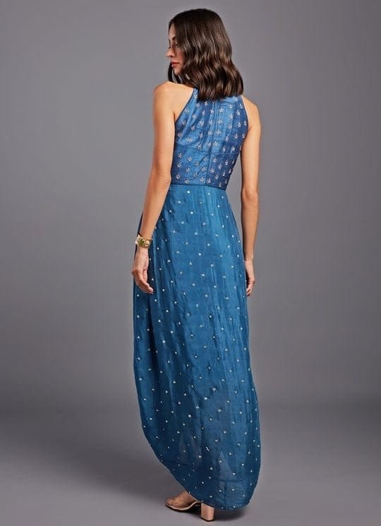 Chamee and Palak Blue Georgette Cowl DressFabilicious Fashion