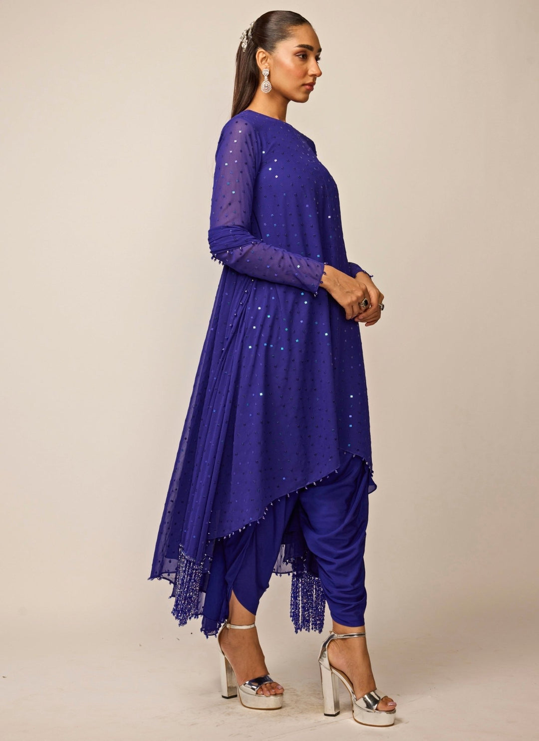 Vvani by Vani Vats Blue Georgette Kurta Dhoti SetFabilicious Fashion