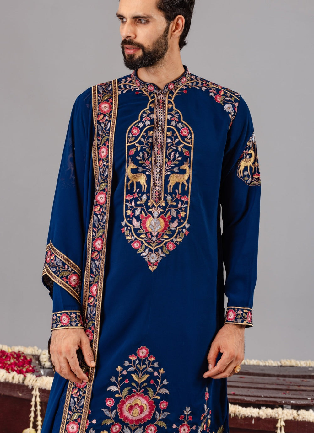 Blue Georgette Kurta Pant Set Kalpraag - Fabilicious Fashion