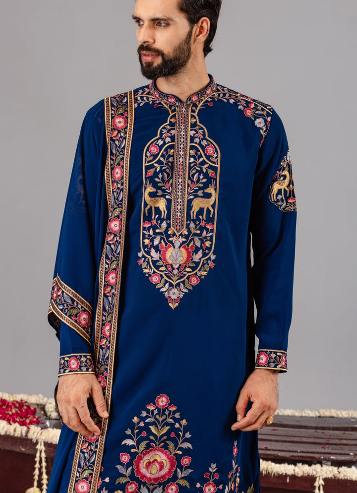 Blue Georgette Kurta Pant Set Kalpraag - Fabilicious Fashion