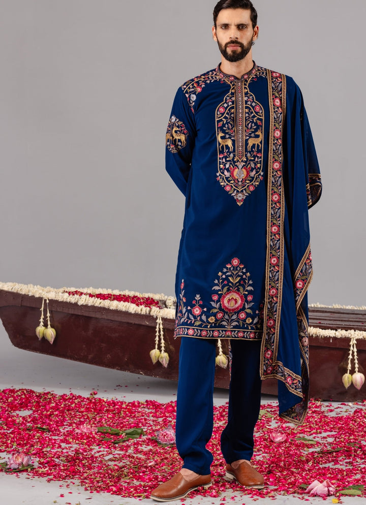Blue Georgette Kurta Pant Set Kalpraag - Fabilicious Fashion