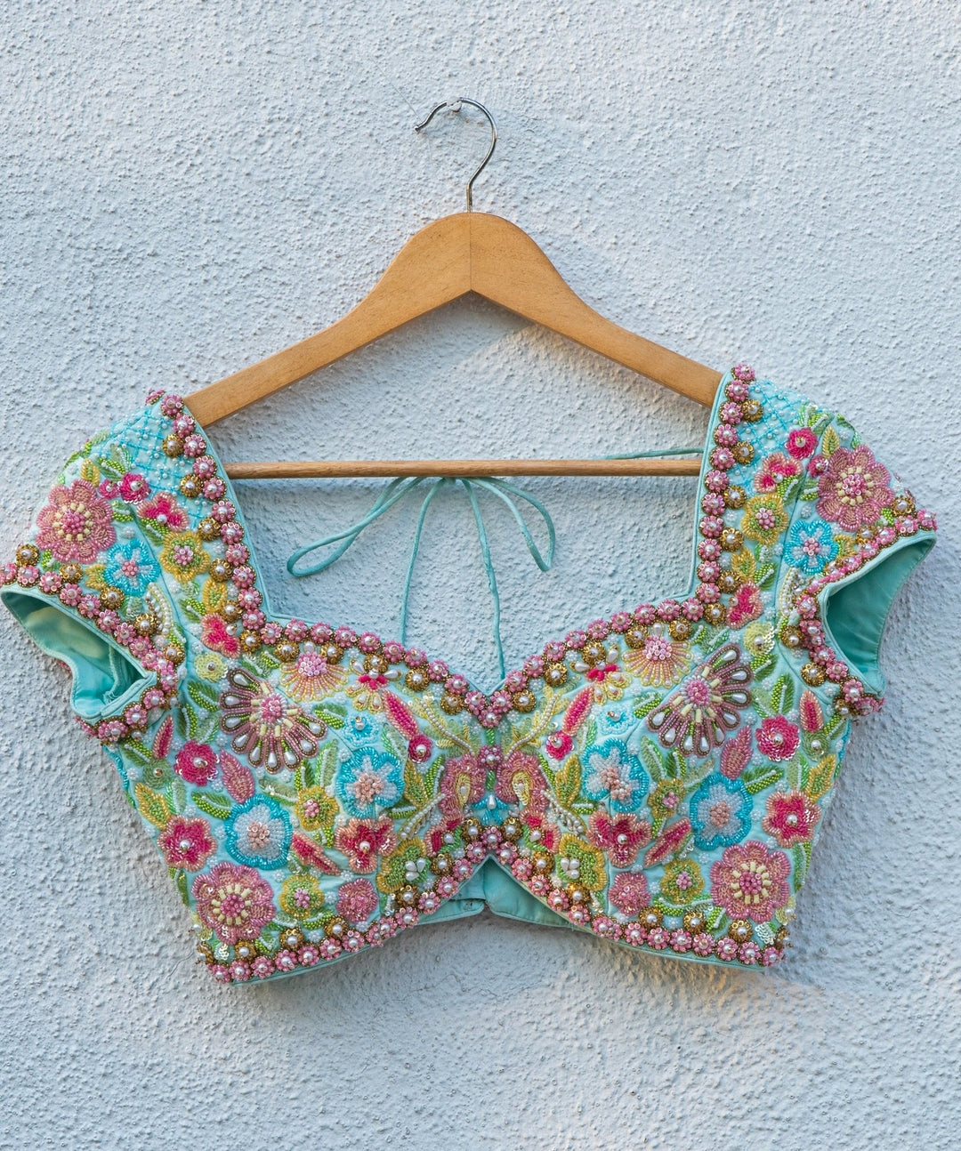 Blue Georgette Lehenga With Pink Dupatta Anisha Shetty - Fabilicious Fashion