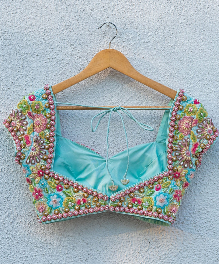 Blue Georgette Lehenga With Pink Dupatta Anisha Shetty - Fabilicious Fashion