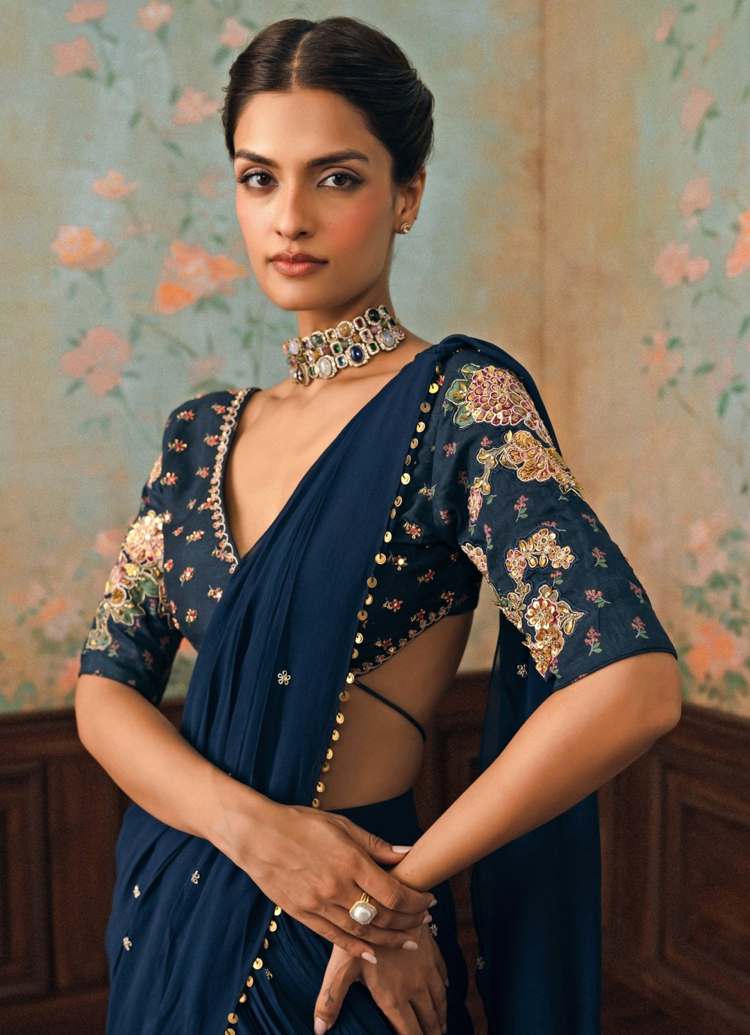 Paulmi and Harsh Blue Georgette Pre-Draped Saree SetFabilicious Fashion