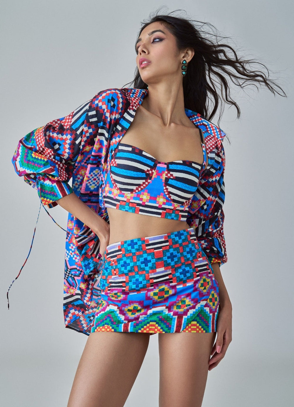 Blue Ikat Print Coord Set Saaksha & Kinni - Fabilicious Fashion