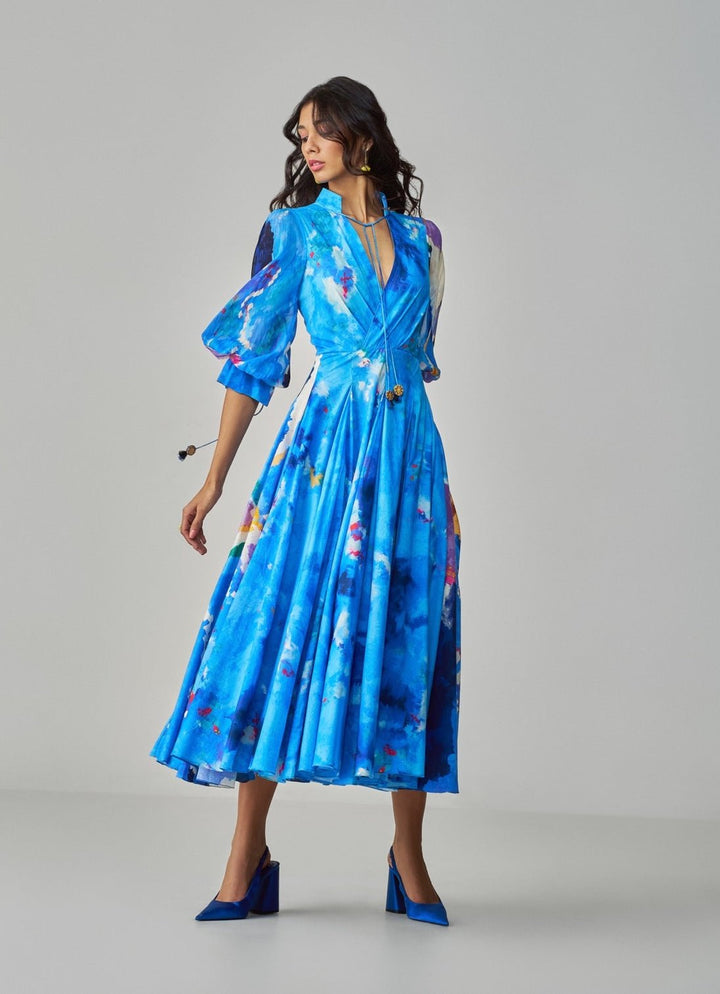 Blue Ikat Print Dress Saaksha & Kinni - Fabilicious Fashion