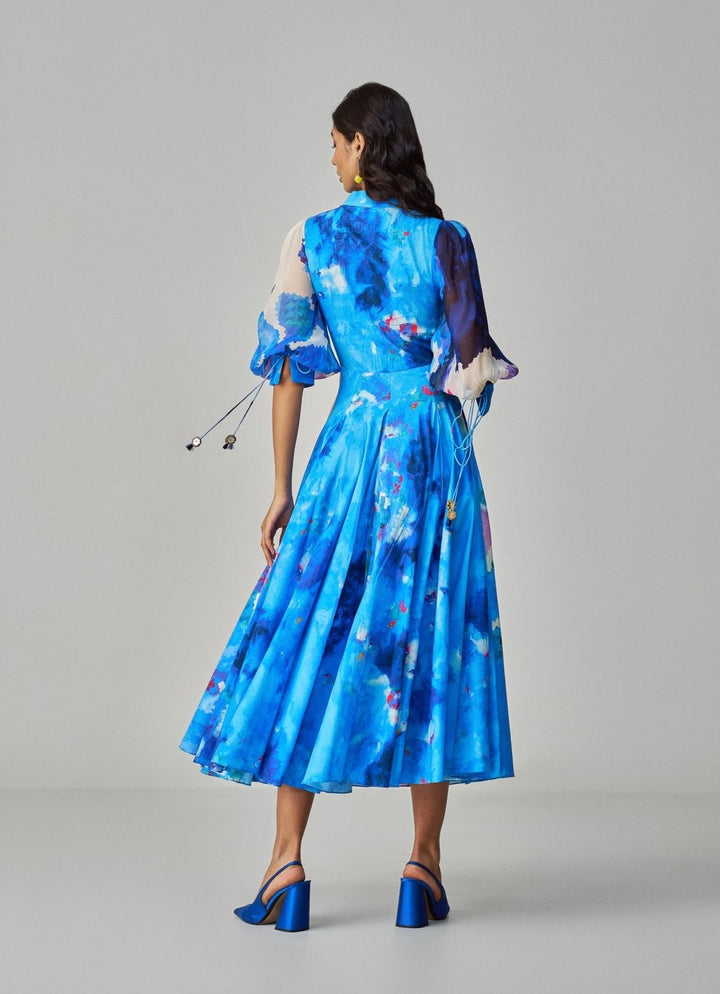 Blue Ikat Print Dress Saaksha & Kinni - Fabilicious Fashion
