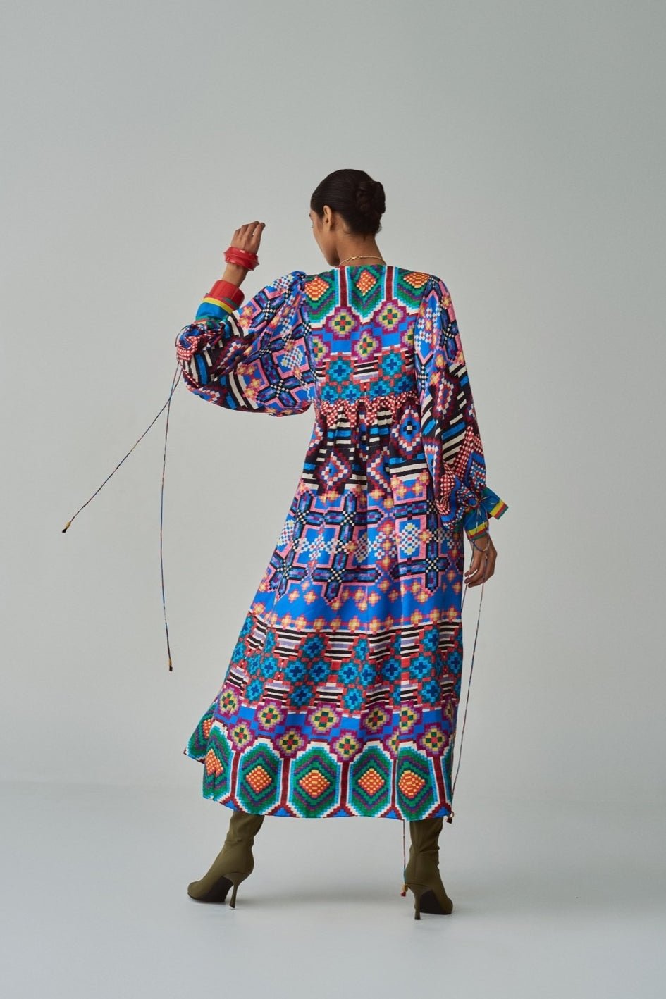 Blue Ikat Print Dress Saaksha & Kinni - Fabilicious Fashion