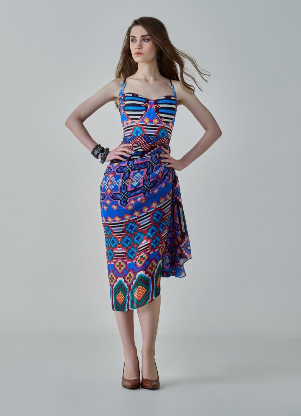 Blue Ikat Print Dress Saaksha & Kinni - Fabilicious Fashion