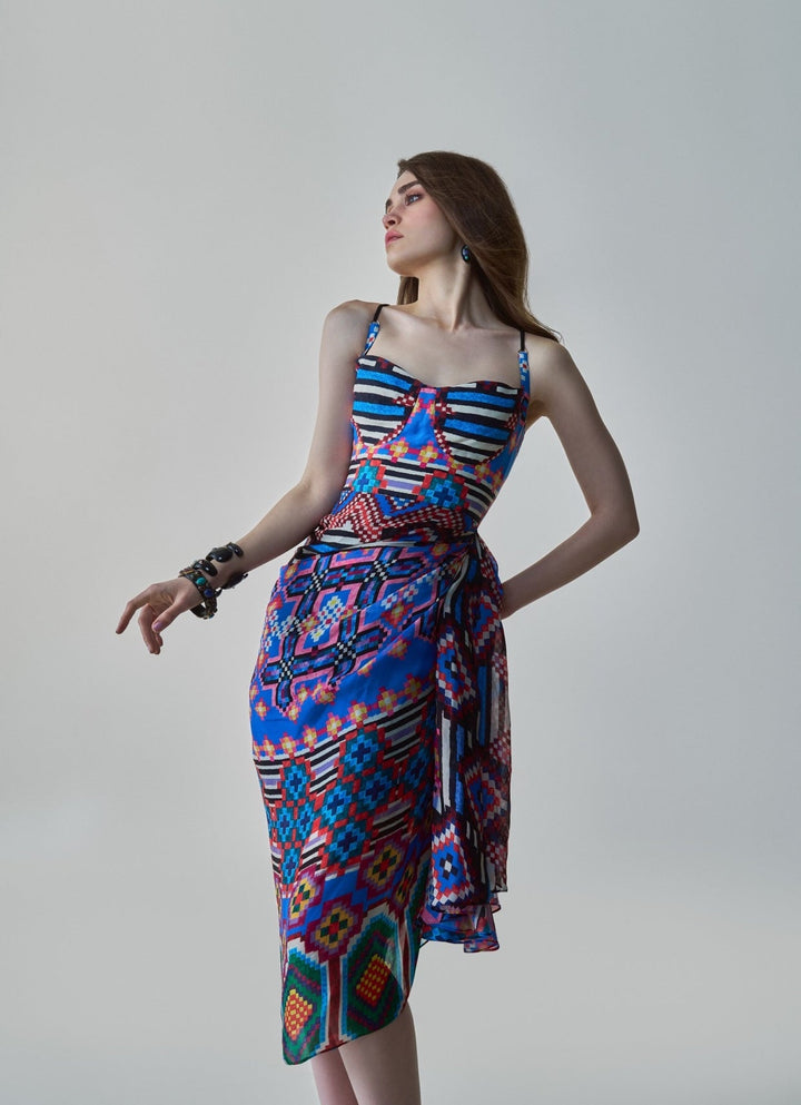 Blue Ikat Print Dress Saaksha & Kinni - Fabilicious Fashion