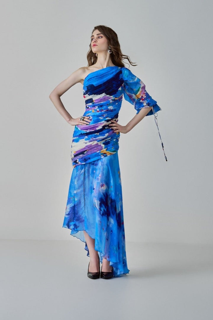 Blue Ikat Print Dress Saaksha & Kinni - Fabilicious Fashion