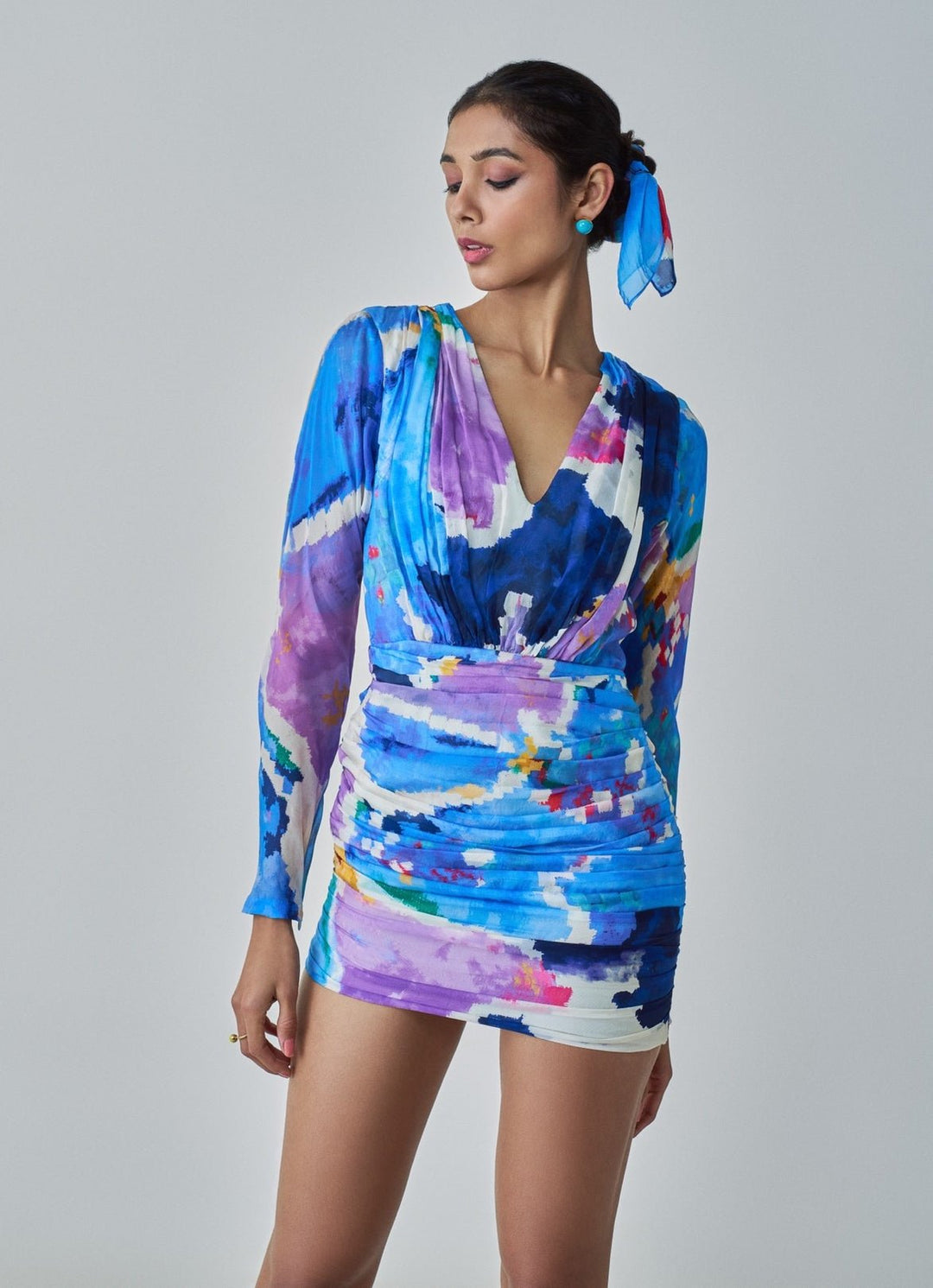 Blue Ikat Print Dress Saaksha & Kinni - Fabilicious Fashion