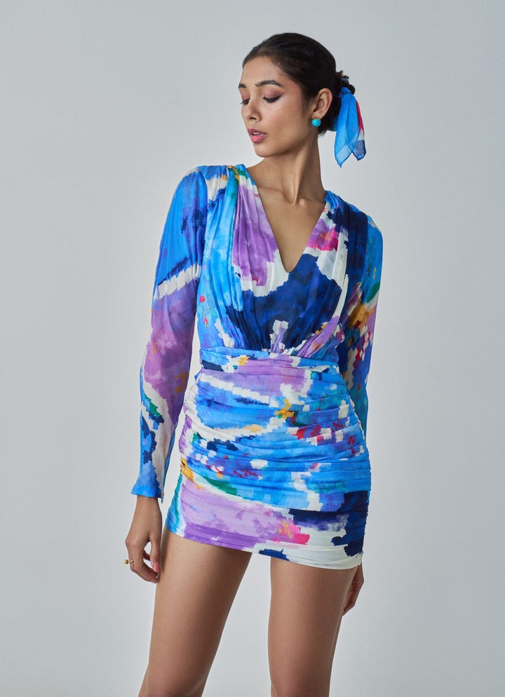 Blue Ikat Print Dress Saaksha & Kinni - Fabilicious Fashion