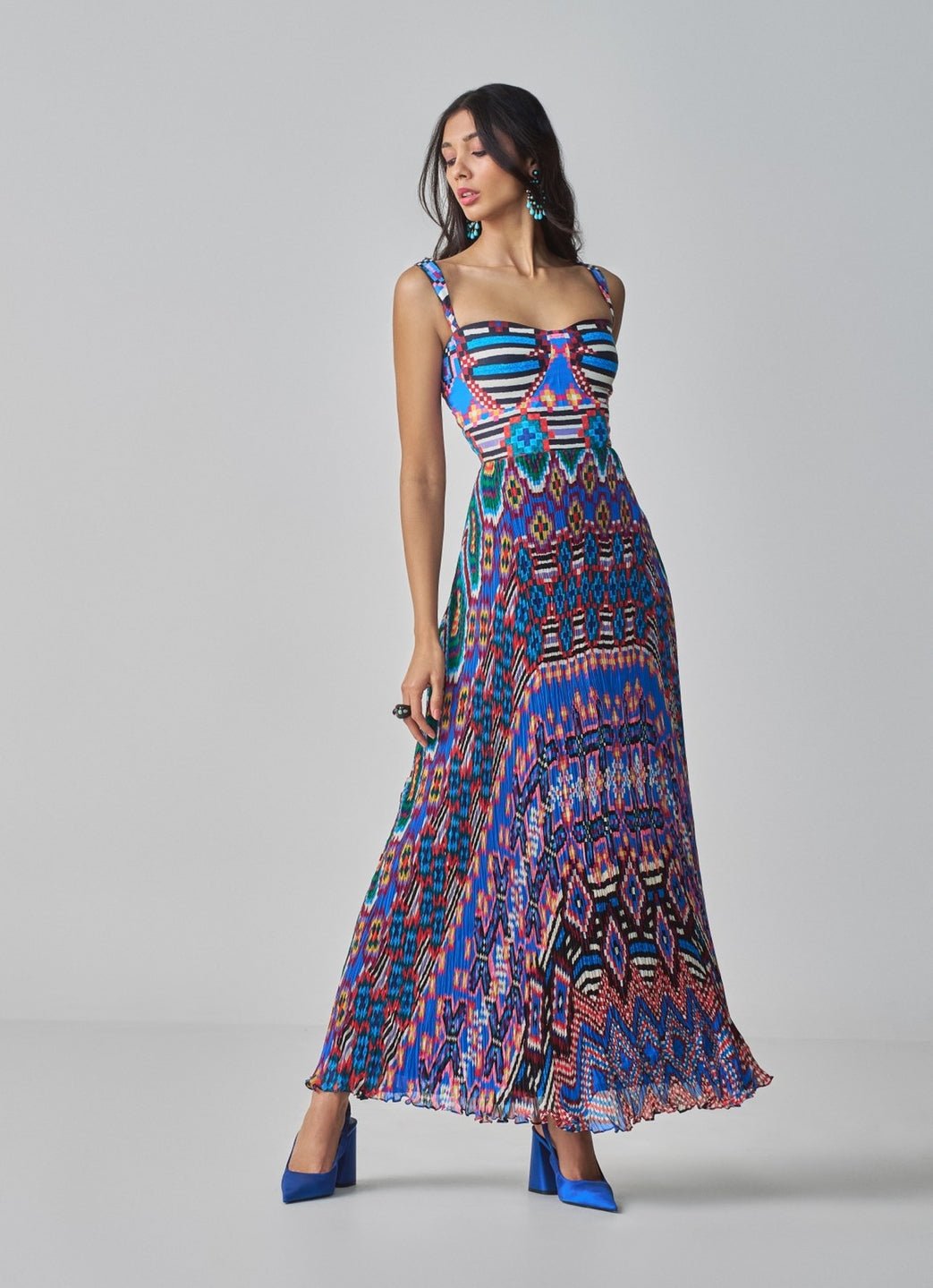 Blue Ikat Print Dress Saaksha & Kinni - Fabilicious Fashion