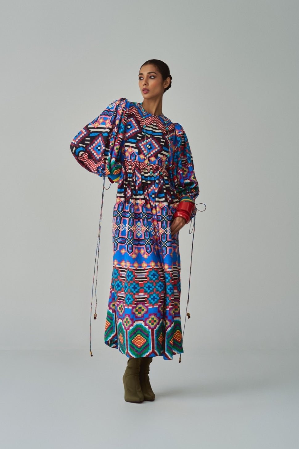 Blue Ikat Print Dress Saaksha & Kinni - Fabilicious Fashion