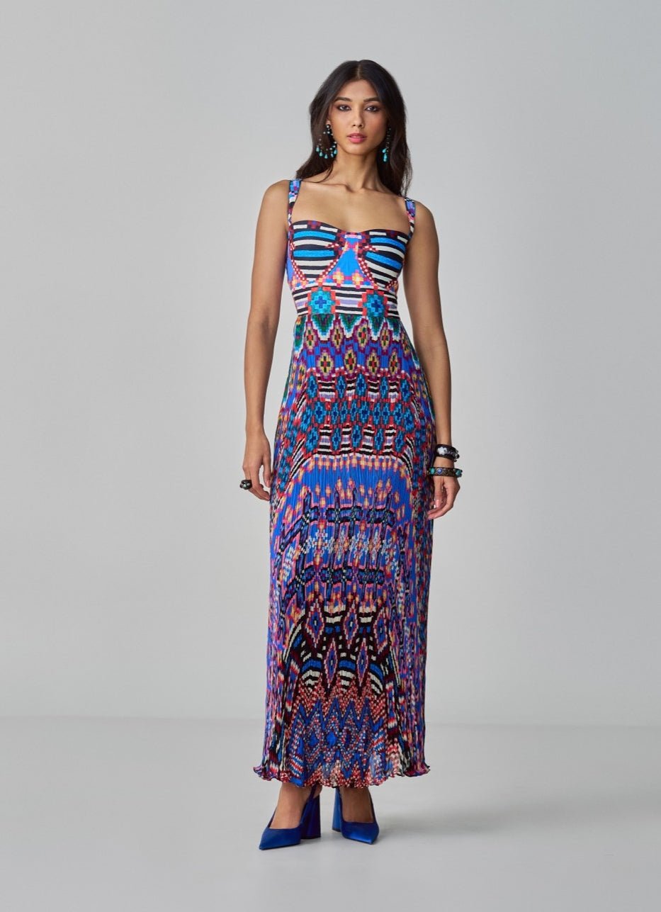 Blue Ikat Print Dress Saaksha & Kinni - Fabilicious Fashion