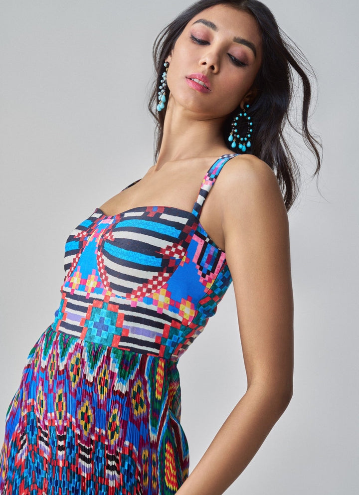 Blue Ikat Print Dress Saaksha & Kinni - Fabilicious Fashion