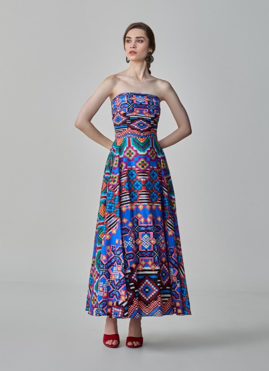 Blue Ikat Print Dress Saaksha & Kinni - Fabilicious Fashion