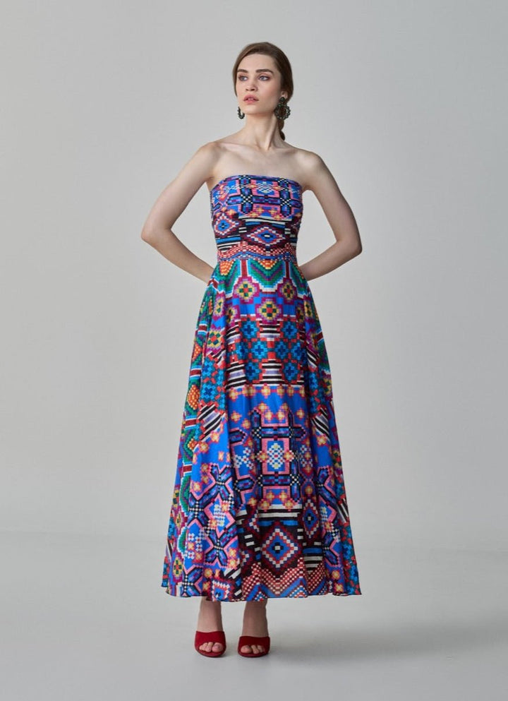 Blue Ikat Print Dress Saaksha & Kinni - Fabilicious Fashion