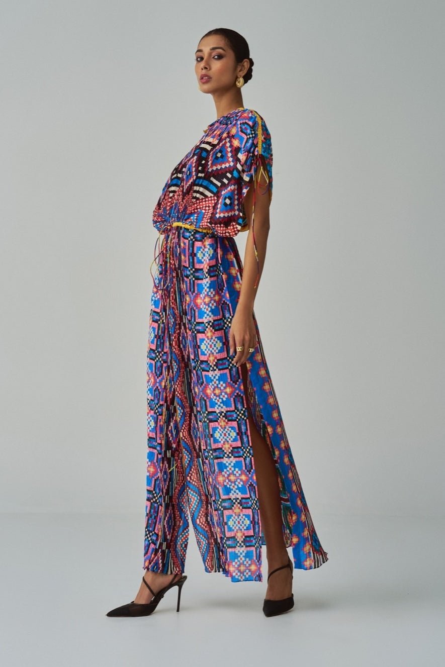 Blue Ikat Print Kaftan Saaksha & Kinni - Fabilicious Fashion