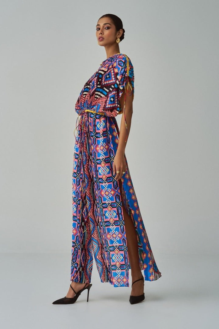 Blue Ikat Print Kaftan Saaksha & Kinni - Fabilicious Fashion