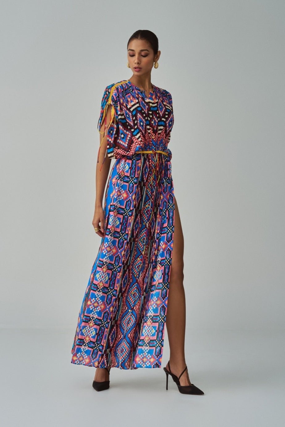 Blue Ikat Print Kaftan Saaksha & Kinni - Fabilicious Fashion