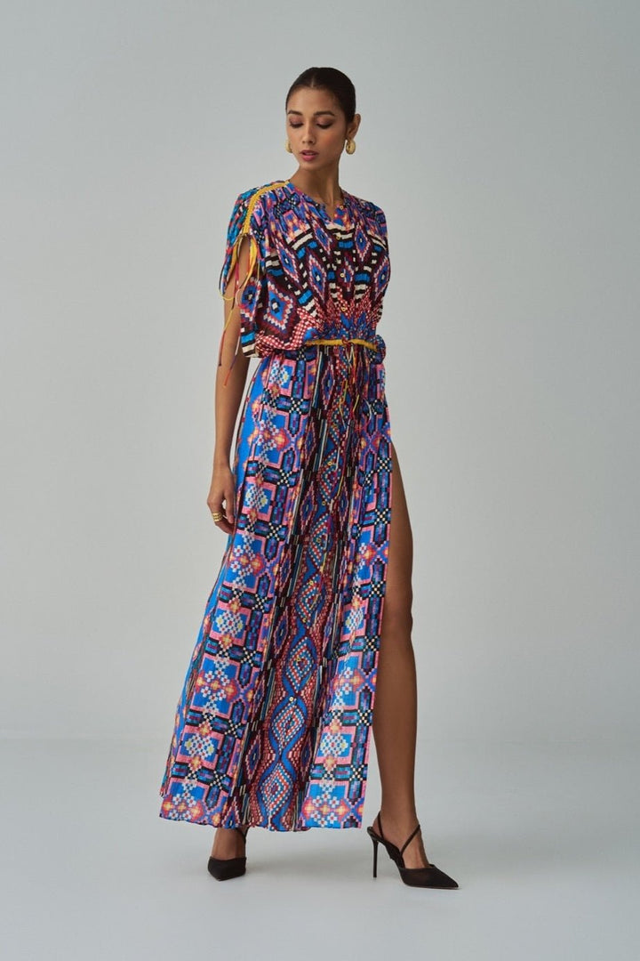 Blue Ikat Print Kaftan Saaksha & Kinni - Fabilicious Fashion