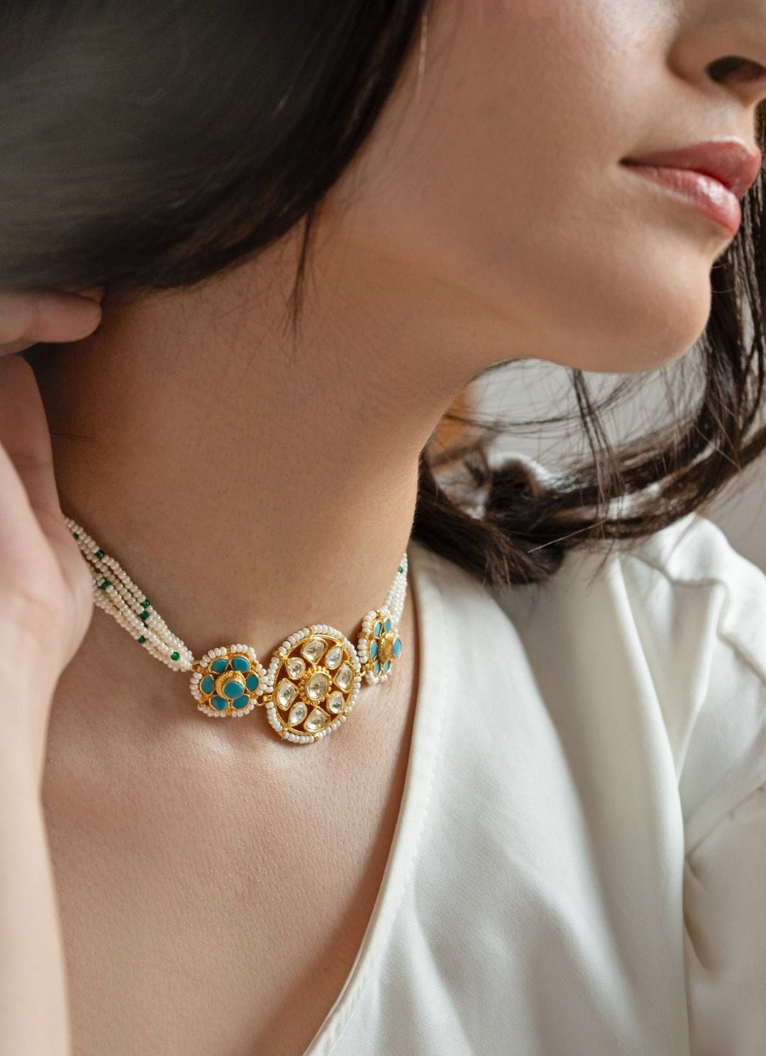 Do Taara Blue Kundan Choker NecklaceFabilicious Fashion