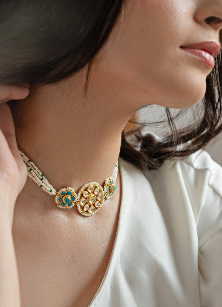 Do Taara Blue Kundan Choker NecklaceFabilicious Fashion